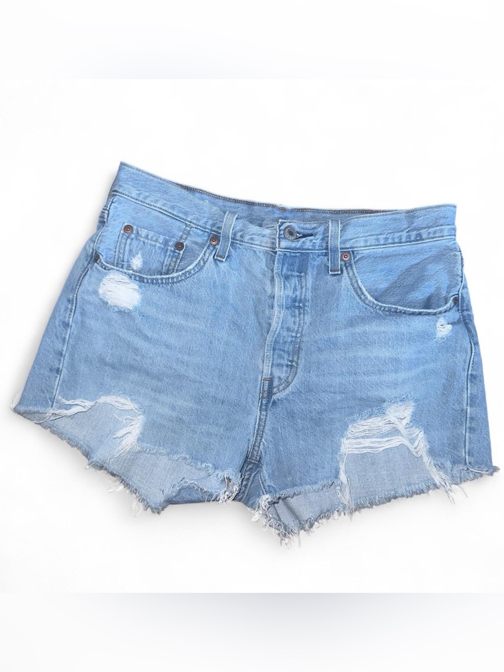 Levi's Light Blue Distressed Denim Shorts
